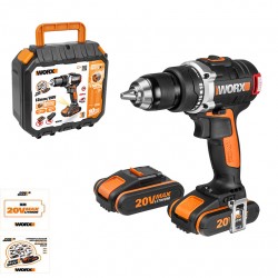 Дрель-шуруповерт аккумуляторная WORX BL WX175, 20В, бесщеточная, 2Ач x2, кейс